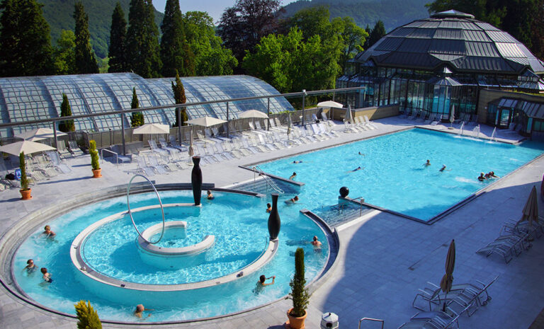 Outdoor pool with relaxing atmosphere at Cassiopeia Therme Badenweiler